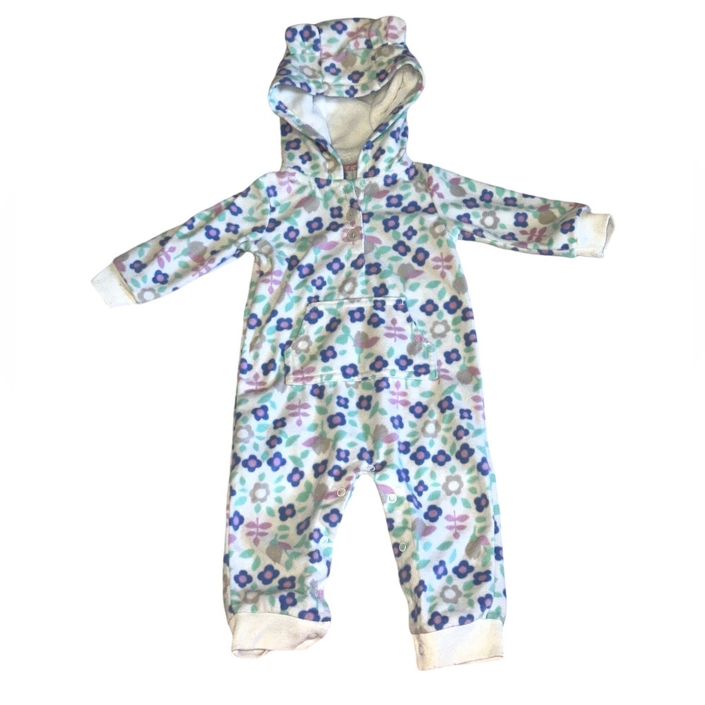Carters 9 months floral long sleeve bodysuit with hoodie